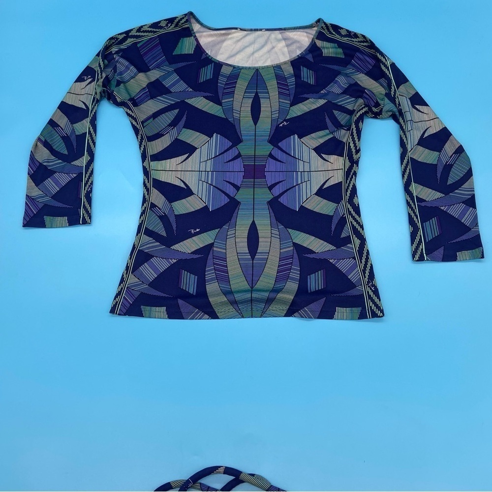 Vintage Emilio Pucci 2 Piece Skirt Set 100% Silk Geometric Pattern Multi Size 6 - Picture 4 of 13